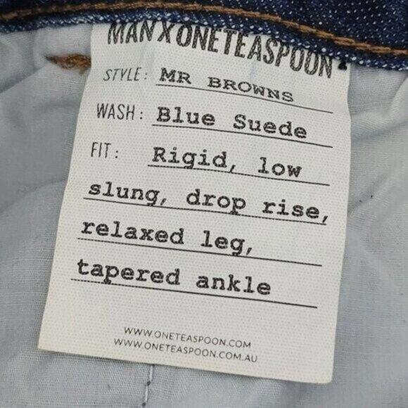 2/$50 Man X OneTeaspoon Blue Suede Mr Browns Jeans Size 34R | Distressed - Picture 4 of 7